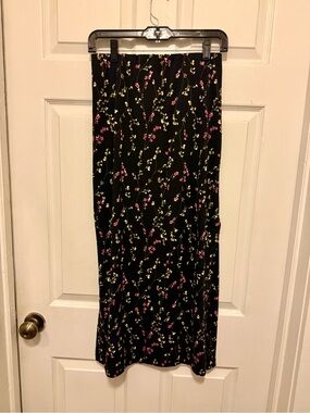 Black Floral Midi Skirt